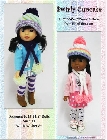 Little Miss Muffett WellieWishers Swirly Cupcake Beanie 14.5" Doll Clothes Knitting Pattern larougetdelisle