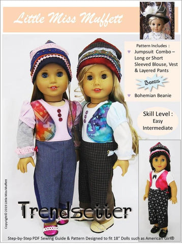 Little Miss Muffett 18 Inch Modern Trendsetter Jumpsuit 18" Doll Clothes Pattern larougetdelisle