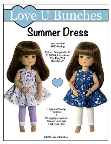 Love U Bunches 8" BJD Summer Dress for 8 Inch BJD such as Ten Ping and Mini Sara larougetdelisle