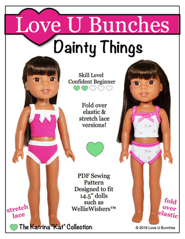 Love U Bunches WellieWishers Dainty Things 14.5" Doll Clothes Pattern larougetdelisle