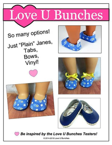 Love U Bunches Shoes Plain Jane 18" Doll Shoe Pattern larougetdelisle