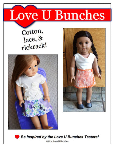 Love U Bunches 18 Inch Modern Classic Wrap Skirt 18" Doll Clothes Pattern larougetdelisle