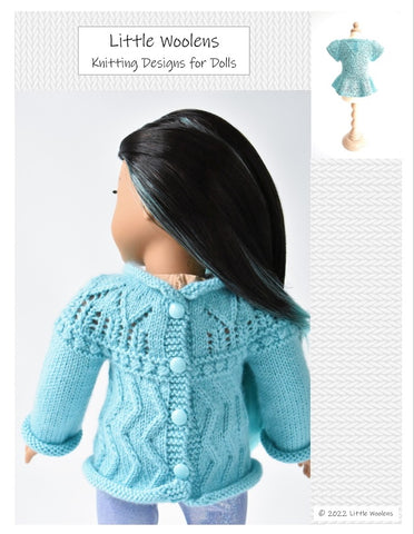 Little Woolens Designs Knitting Cabin Trails Knitted Sweater 18" Doll Clothes Knitting Pattern larougetdelisle