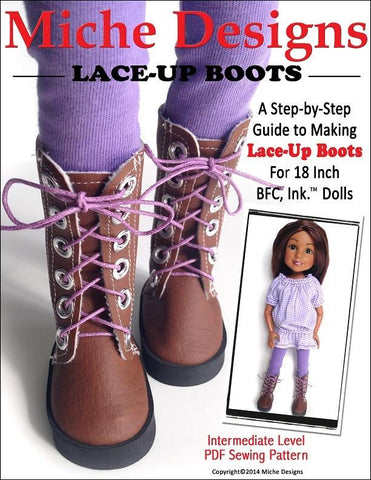 Miche Designs BFC Ink Lace Up Boots for BFC, Ink. Dolls larougetdelisle