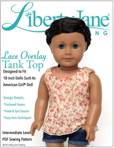 Liberty Jane 18 Inch Modern Lace Overlay Tank Top 18" Doll Clothes Pattern larougetdelisle
