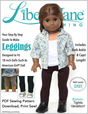 Liberty Jane 18 Inch Modern Leggings 18" Doll Clothes Pattern larougetdelisle