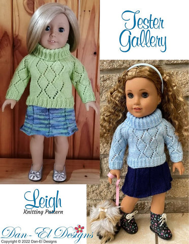 Dan-El Designs Knitting Leigh Sweater and Skirt 18" Doll Clothes Knitting Pattern larougetdelisle