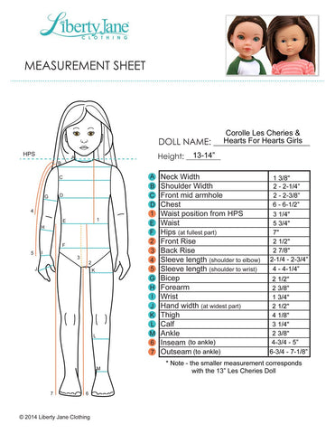 Liberty Jane H4H/Les Cheries FREE T-Shirt Pattern for 13 -14 inch Dolls larougetdelisle