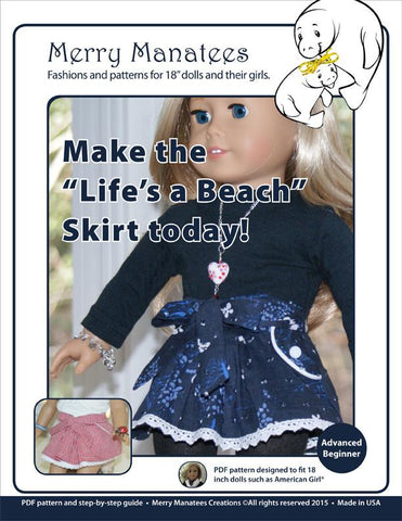 Merry Manatees 18 Inch Modern Life's a Beach Skirt 18" Doll Clothes larougetdelisle