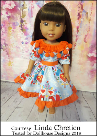 Dollhouse Designs WellieWishers Fiesta Folklorico Dress & Blouse 14-14.5" Doll Clothes Pattern larougetdelisle