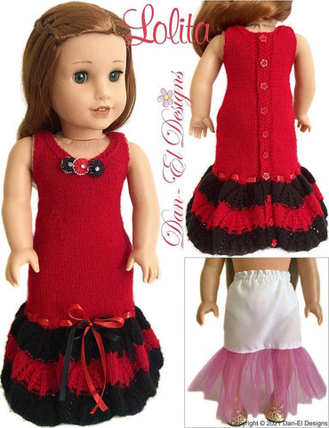 Dan-El Designs Knitting Lolita Dress 18" Doll Clothes Knitting Pattern larougetdelisle