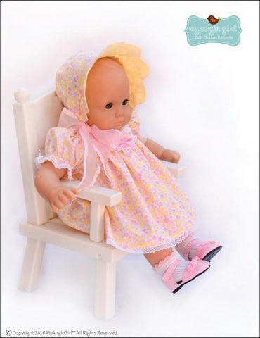 My Angie Girl Bitty Baby/Twin Scalloped-Yoke Dress and Bonnet 15" Baby Doll Clothes larougetdelisle