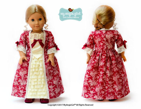 My Angie Girl 18 Inch Historical 18th Century Colonial Gown 18" Doll Clothes Pattern larougetdelisle