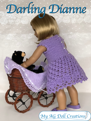 My AG Doll Creations Crochet Darling Dianne Dress 18" Doll Crochet Pattern larougetdelisle