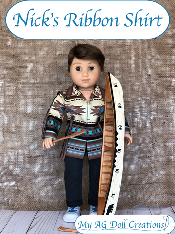 My AG Doll Creations 18 Inch Boy Doll Nick's Ribbon Shirt 18" Doll Clothes Pattern larougetdelisle