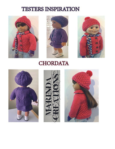 Marinda Creations Knitting Chordata Cardigans & Beanies 18" Doll Clothes Knitting Pattern larougetdelisle