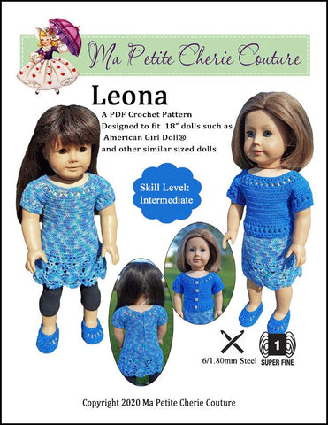 Mon Petite Cherie Couture Crochet Leona 18" Doll Clothes Crochet Pattern larougetdelisle