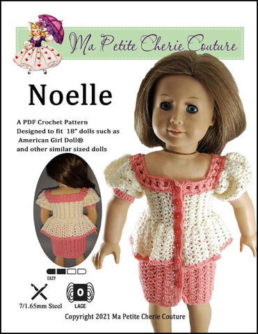 Mon Petite Cherie Couture Crochet Noelle 18" Doll Clothes Crochet Pattern larougetdelisle