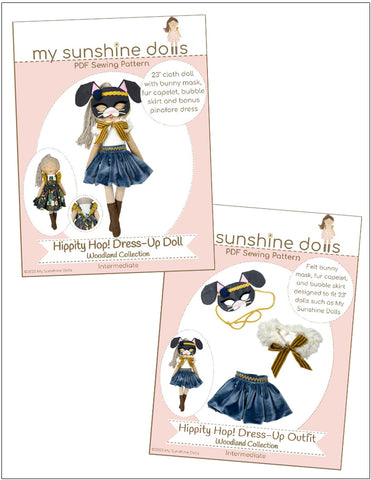 My Sunshine Dolls Cloth Doll Hippity Hop! Dress Up Doll 23" Cloth Doll Pattern Bundle Options larougetdelisle