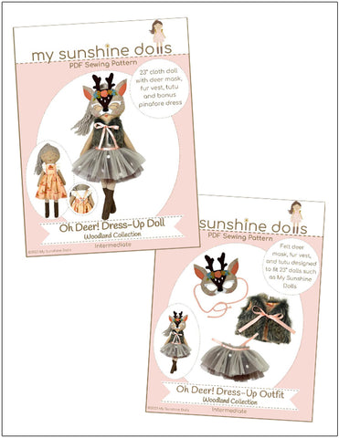 My Sunshine Dolls Cloth Doll Oh Deer! Dress Up Doll 23" Cloth Doll Pattern Bundle Options larougetdelisle