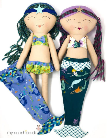 My Sunshine Dolls Cloth doll Coral Mermaid Doll 23" Cloth Doll Pattern larougetdelisle