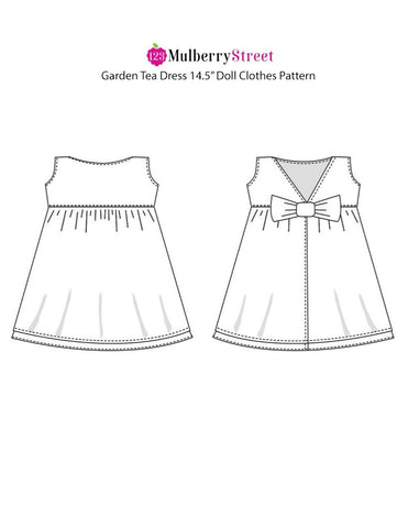 123 Mulberry Street WellieWishers Garden Tea Dress 14.5" Doll Clothes Pattern larougetdelisle