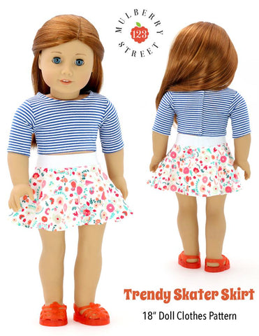 123 Mulberry Street 18 Inch Modern Trendy Skater Skirt 18" Doll Clothes Pattern larougetdelisle
