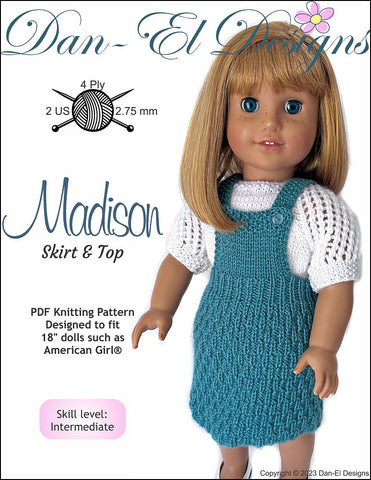 Dan-El Designs Knitting Madison Skirt & Top 18 inch Doll Knitting Pattern larougetdelisle