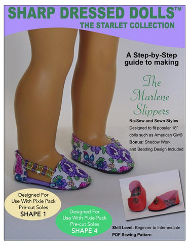 Sharp Dressed Dolls Shoes The Marlene Slippers 18" Doll Clothes Pattern larougetdelisle