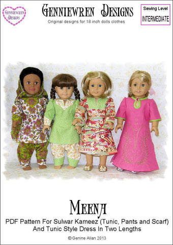 Genniewren 18 Inch Historical Meena - Sulwar Kameez and Tunic Dress 18" Doll Clothes larougetdelisle