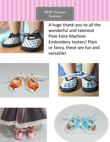 Frog Princess Fashions Machine Embroidery Design ITH Merry Jane Shoes Machine Embroidery Design larougetdelisle