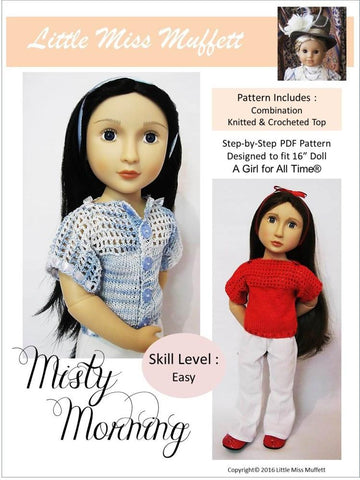 Little Miss Muffett A Girl For All Time Misty Morning Knitting and Crochet Pattern for AGAT Dolls larougetdelisle