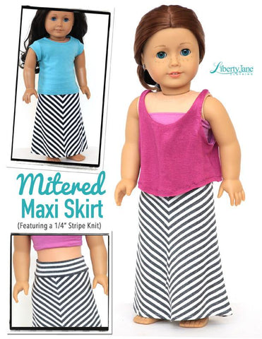 Liberty Jane 18 Inch Modern Mitered Maxi Skirt 18” Doll Clothes Pattern larougetdelisle