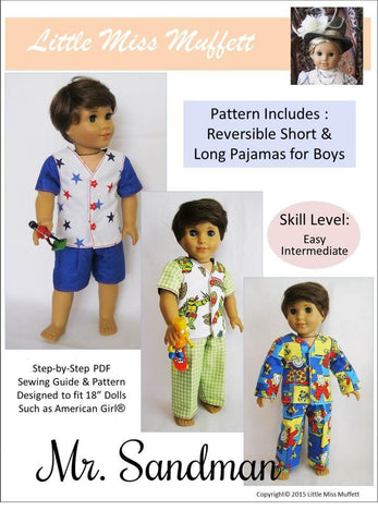 Little Miss Muffett 18 Inch Boy Doll Mr. Sandman 18" Doll Clothes Pattern larougetdelisle