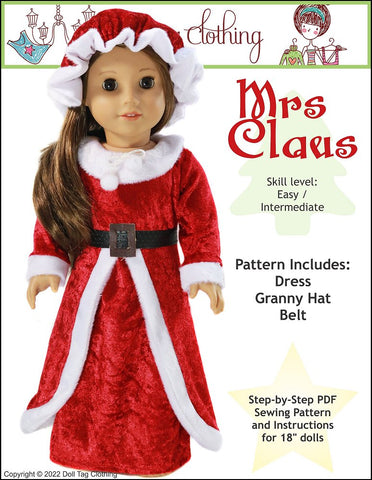 Doll Tag Clothing 18 Inch Modern Mrs Claus 18" Doll Clothes Pattern larougetdelisle