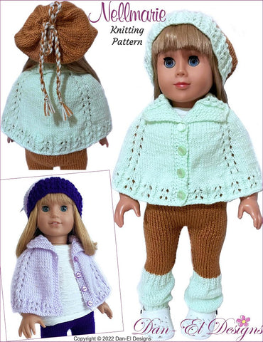 Dan-El Designs Knitting Nellmarie Knitted Outfit 18 inch Doll Clothes Knitting Pattern larougetdelisle