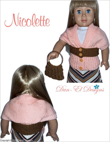 Dan-El Designs Knitting Nicolette 18" Doll Clothes Knitting Pattern larougetdelisle