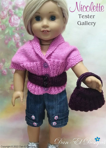 Dan-El Designs Knitting Nicolette 18" Doll Clothes Knitting Pattern larougetdelisle
