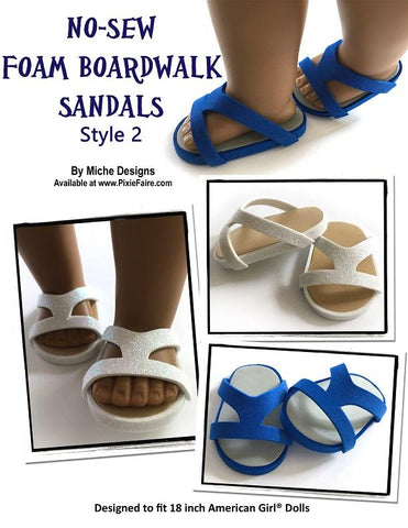 Miche Designs Shoes No-Sew Foam Boardwalk Sandals 18" Doll Shoe Pattern larougetdelisle