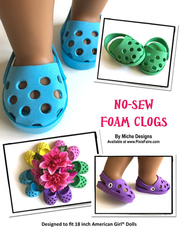 Miche Designs Shoes No-Sew Foam Clogs 18" Doll Shoes larougetdelisle