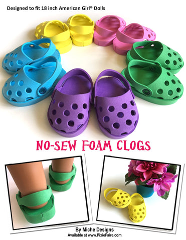 Miche Designs Shoes No-Sew Foam Clogs 18" Doll Shoes larougetdelisle