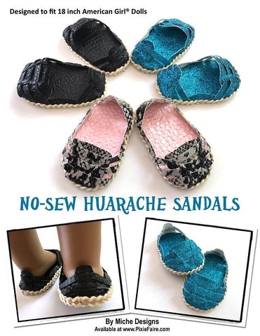 Miche Designs Shoes No-Sew Huarache Sandals 18" Doll Shoe Pattern larougetdelisle
