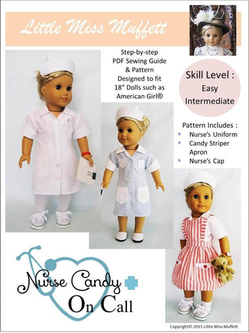 Little Miss Muffett 18 Inch Historical Nurse Candy - On Call 18" Doll Clothes Pattern larougetdelisle