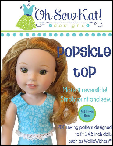 Oh Sew Kat WellieWishers Popsicle Top 14.5" Doll Clothes Pattern larougetdelisle