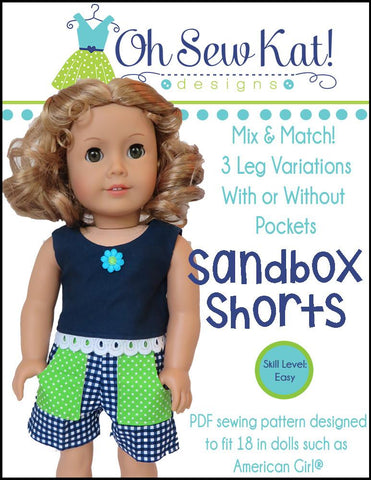 Oh Sew Kat 18 Inch Modern Sandbox Shorts 18" Doll Clothes larougetdelisle