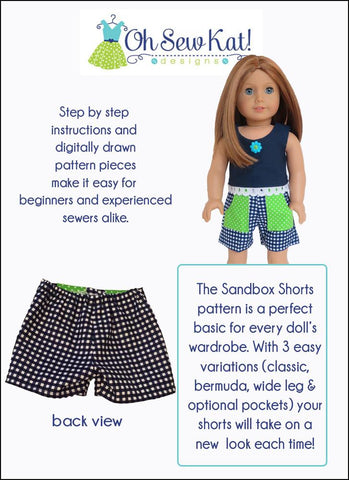 Oh Sew Kat 18 Inch Modern Sandbox Shorts 18" Doll Clothes larougetdelisle