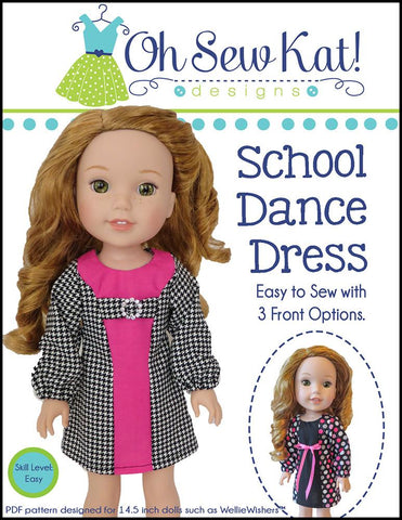 Oh Sew Kat WellieWishers School Dance Dress 14.5" Doll Clothes Pattern larougetdelisle