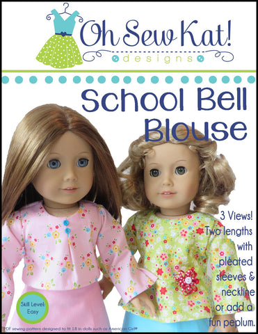 Oh Sew Kat 18 Inch Modern School Bell Blouse 18" Doll Clothes Pattern larougetdelisle