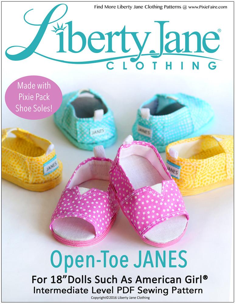Liberty Jane OpenToe JANES Doll Clothes Pattern 18 inch