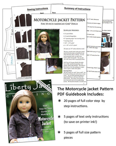 Liberty Jane 18 Inch Modern Motorcycle Jacket 18" Doll Clothes Pattern larougetdelisle